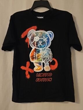 Kids Black 'Limited Edition' Teddy Graphic Short Sleeve Tee